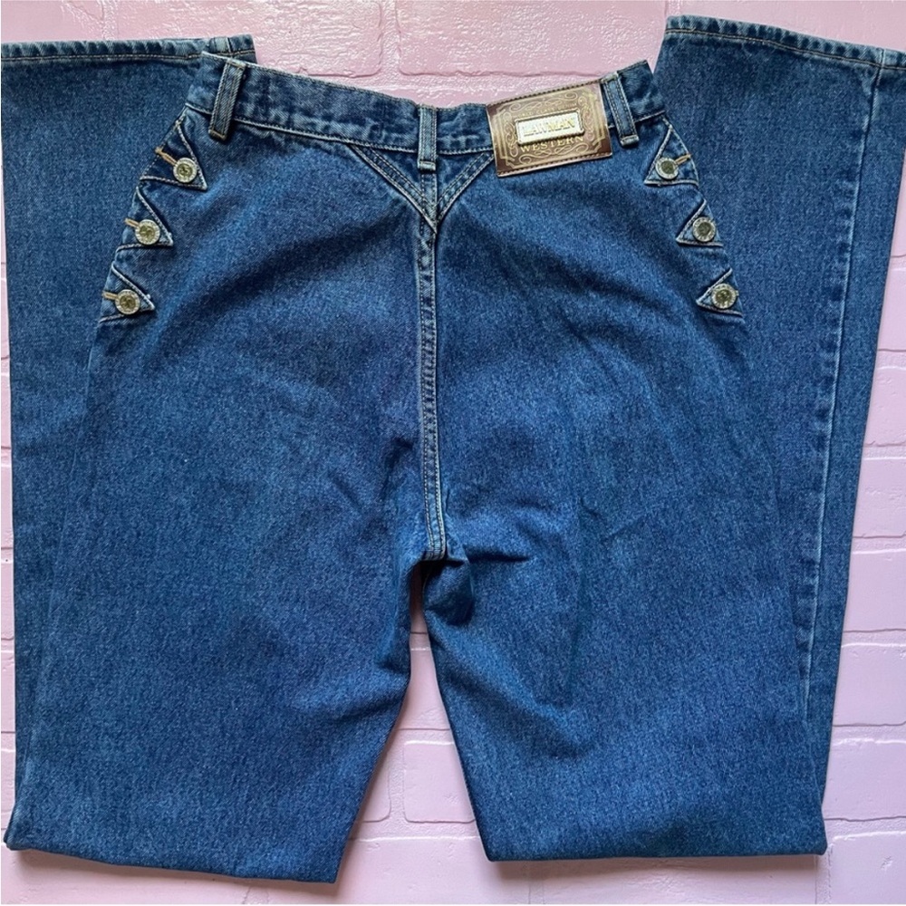 Vintage Lawman Jeans Bareback 70s / 80s Embellished Button Retro Western Jeans 9